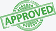© Hamxa - Illustration of a green approved stamp with a circular design and a rectangular border element shown