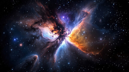 Wall Mural - Vivid cosmic nebula with starfield and colorful explosion of interstellar gas and light