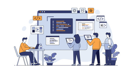 Modern Digital Software Development Team Collaborating on Complex Projects Seamlessly