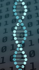 Wall Mural - animation of dna strands spinning over binary coding data processing