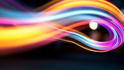 Wall Mural - abstract light painting forms a multicolored infinity symbol against a dark background with blurred 