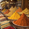 © Nazrin - Colorful piles of ground spices displayed in a traditional market stall