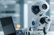 © Pixel_Forge - Futuristic humanoid robot working on a laptop, concept of AI, automation, and the future of work
