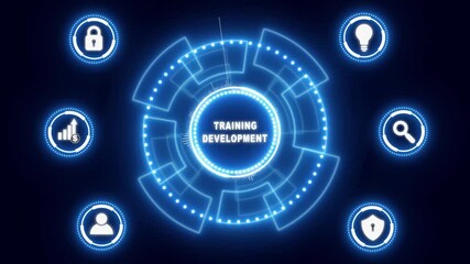Business, Technology, Internet and network concept. Coaching mentoring education business training development E-learning concept. glowing animation.
