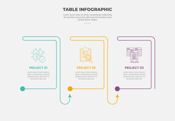 Canvas Print - pricing table box infographic outline style with 3 point template with arrow flow path container dir