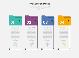 Canvas Print - pricing table box infographic outline style with 4 point template with folder box label with open li