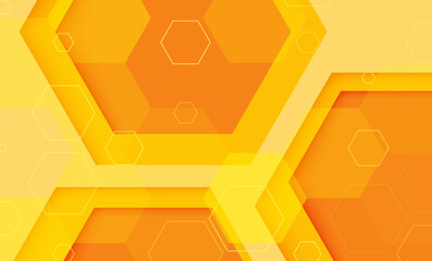 Wall Mural - abstract orange geometric background with hexagon pattern design