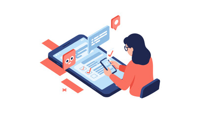 Wall Mural - online communication isometric vector illustration for digital interaction design