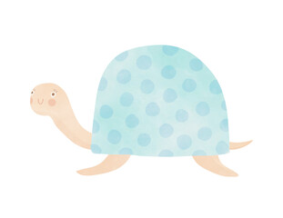 Wall Mural - funny hand drawn turtle on a white background. kids' room decoration. vector illustration of cute sm