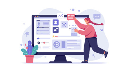 Creative teamwork in progress vector illustration for digital design projects