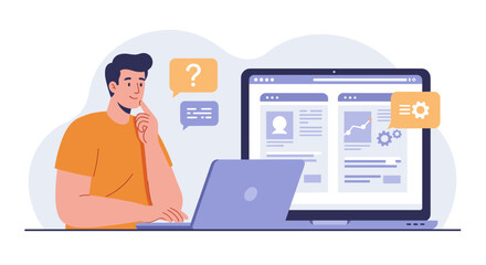 Business data analysis vector illustration in flat style for web design and development