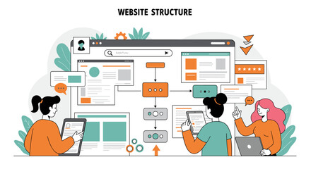 Website structure vector illustration for design and concept visualization in flat style