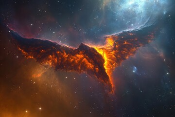 Wall Mural - winglike alien nebula showcasing vibrant colors in the deep universe, alien nebula in deep universe,