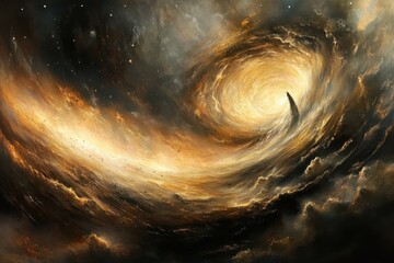 Wall Mural - understanding the curvature of spacetime during a black hole's event horizon encounter, curvature of