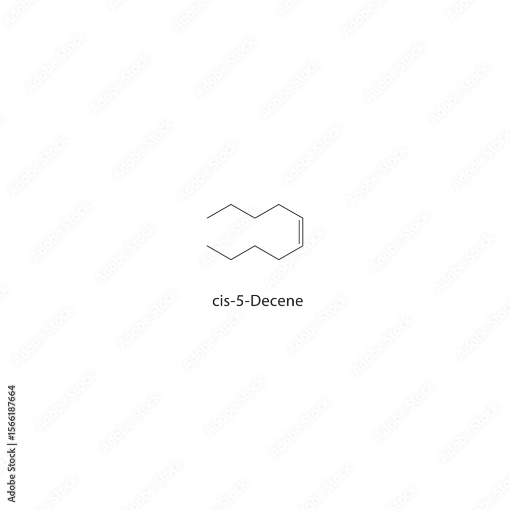 cis-5-Decene skeletal structure. Alkene compound schematic illustration ...