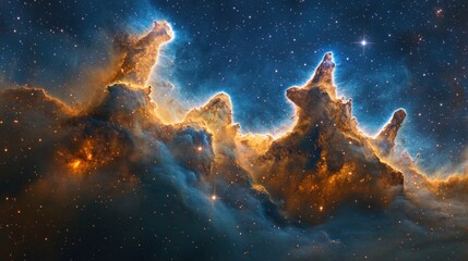 Wall Mural - Detailed view of the pillars of creation nebula.