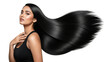 © AuroraCrafts - Beautiful woman with long black silky hair flowing to the side