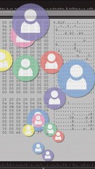 Wall Mural - Animation of social media people digital icons over data processing on computer screen