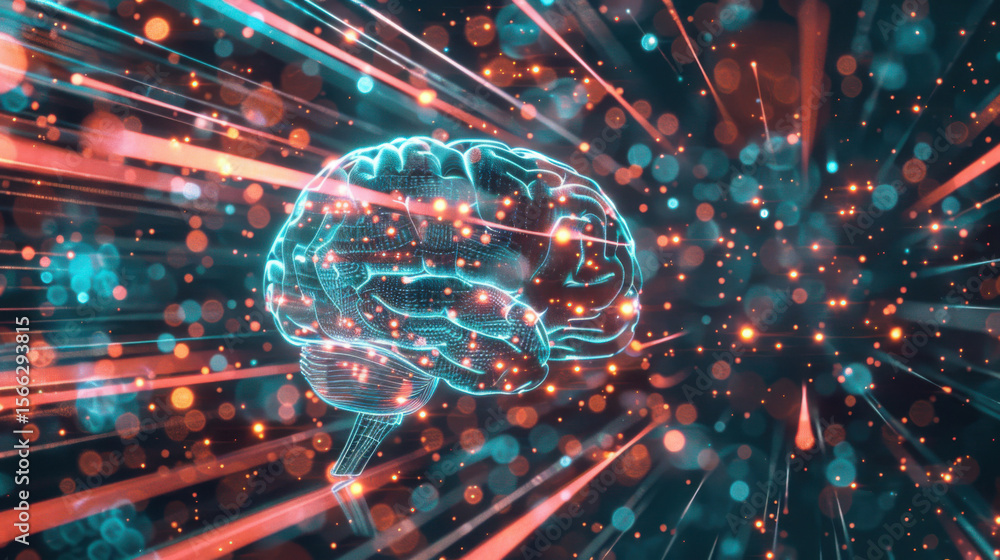 holographic representation of a human brain with AI-enhanced neural ...