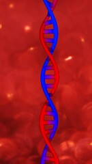 Wall Mural - animation of dna strands on red background