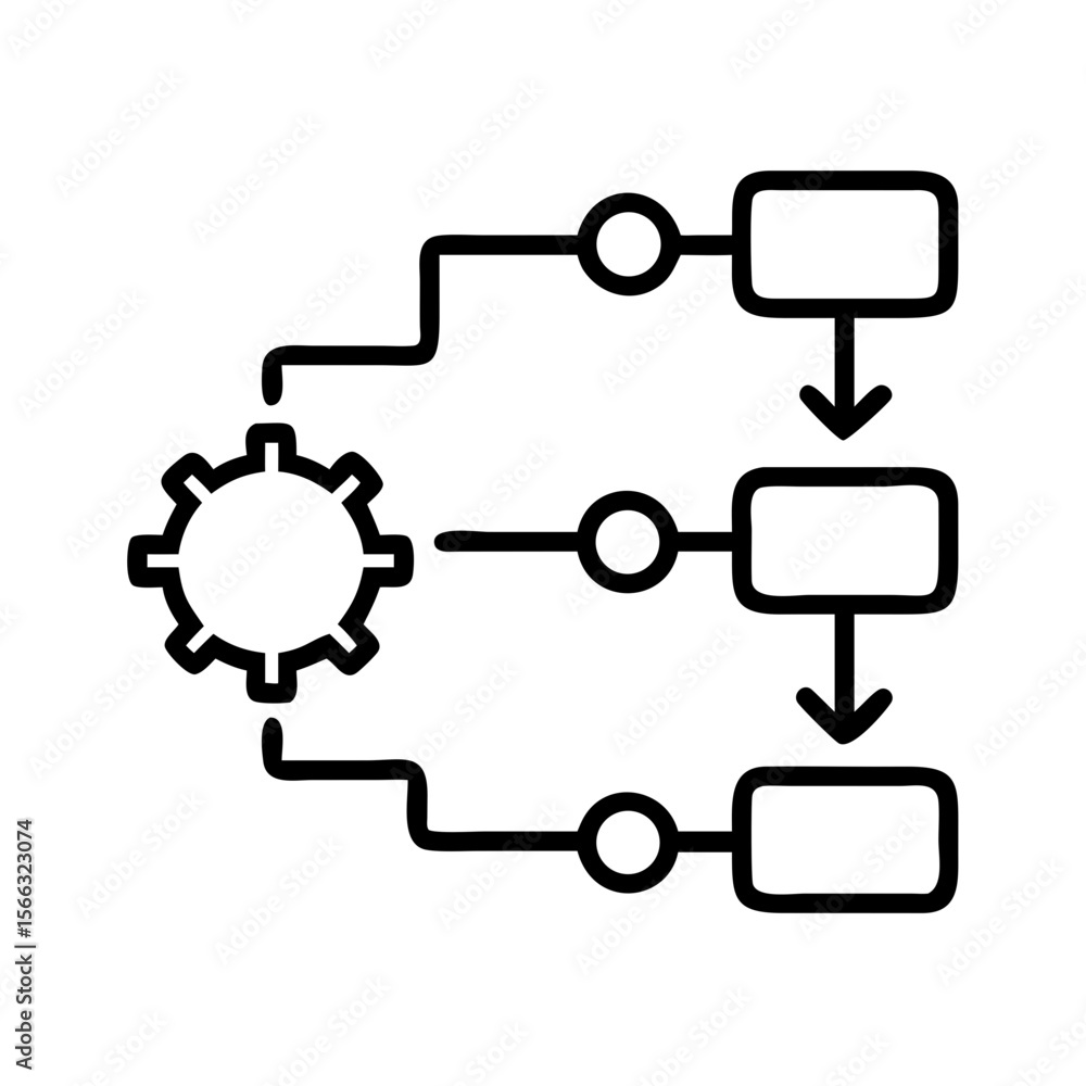 Mapping Work Process Vector Business process map illustration showing workflow steps and gear ...