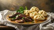© akbar - Czech sv�?kov� with beef, creamy sauce, and bread dumplings.