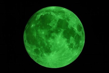 Wall Mural - A Green-Hued Perspective on Earth's Natural Satellite