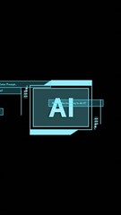 Wall Mural - animation of ai data processing over black background