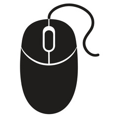 Silhouette of a computer mouse on white background