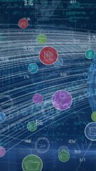 Wall Mural - animation of network of connections with icons over globe