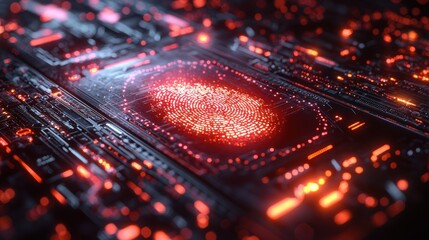 Wall Mural - digital fingerprint on a circuit board.