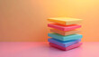 © Markus - Colorful Sticky Notes Stack on Pink and Yellow Background for Office Organization