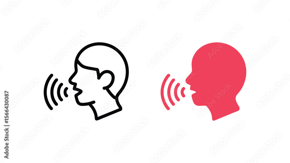 Repeat Speaking Vector Vector art of a person speaking is depicted in black outline and red ...