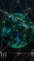 Wall Mural - animation of network of connections over globe and diagrams