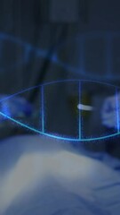 Wall Mural - animation of dna strands over diverse surgeons