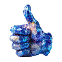 Wall Mural - 3d triangular mesh hand gesture with cosmic stars and galaxy colors