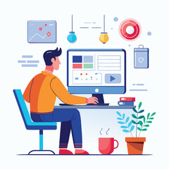 UI UX Designer Working Vector Flat Style,