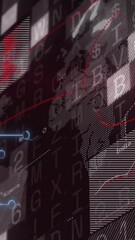 Wall Mural - overlaying digital data and graphs on abstract red and black animation background