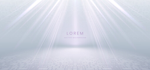 Canvas Print - scene soft purple light ray on grey background with lighting effect sparkle.