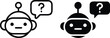 © VEECT STORE - Chatbot Robot with Question Mark Speech Bubble Icon in Black and White Vector