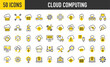 © Picvault - 50 Cloud computing icons. such as Cloud, Api, Cyber Security, Network, Processor, Password, Algorithm, Identity, Support, Cloud Banking, Connection, Server, Blockchain stroke vector illustration.