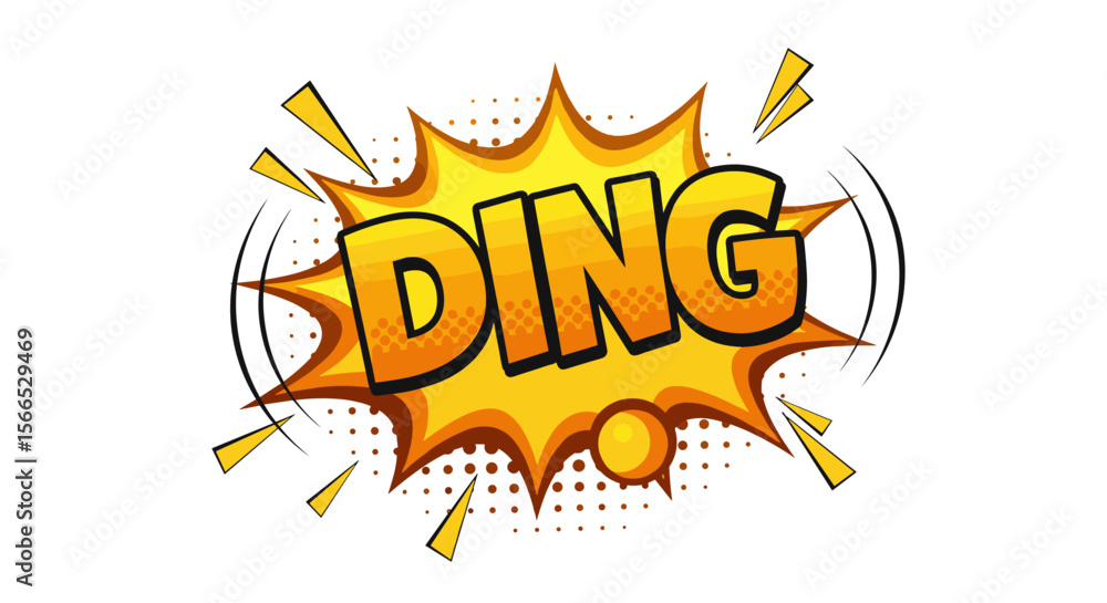 Comic style ding sound effect vector illustration for retro pop art ...