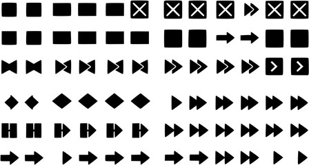 Full screen vector black icons. Set of full screen and exit full screen icon. Arrow mark icons. Scalability icons in flat style for web site, UI, mobile app. Vector illustration