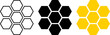 © Sultana Design - bee honeycomb icon set. Honey comb cartoon. Natural food. honeycomb pattern. Honey symbol. Beehive sign