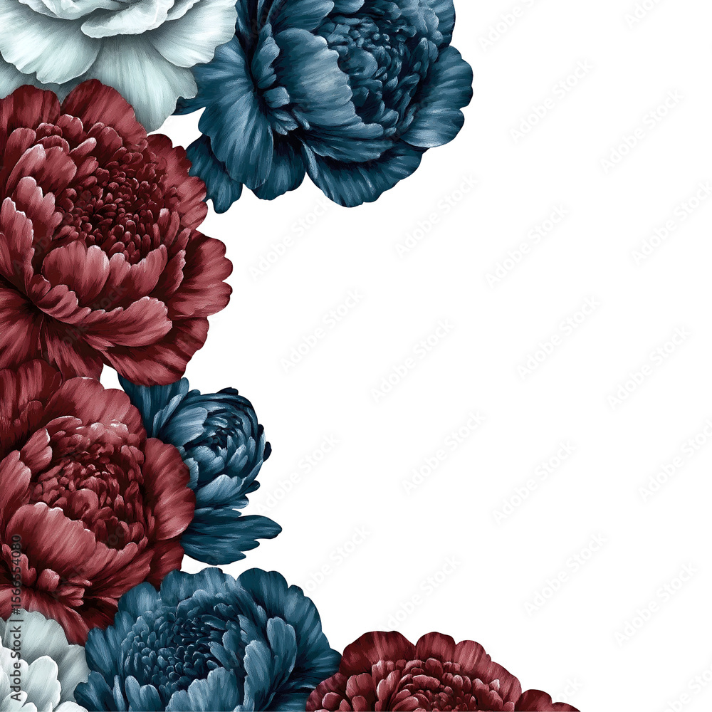 L-shaped floral border, watercolor clipart , isolated on transparent ...
