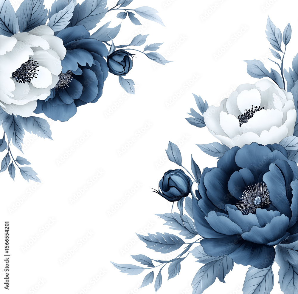 L-shaped floral border, watercolor clipart , isolated on transparent ...