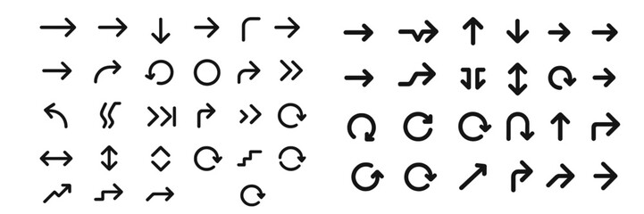 Wall Mural - vector icons of various directional arrows and paths for design and navigation purposes displayed on