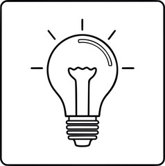 Wall Mural - light bulb icon with glowing lines and a simple black and white design