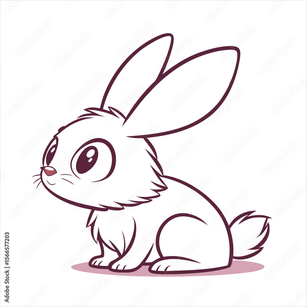 Cute Cartoon Bunny Sitting Side View Vector Rabbit Illustration ,ai ...
