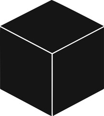 Wall Mural - minimalist black cube with white outlines, 3d render
